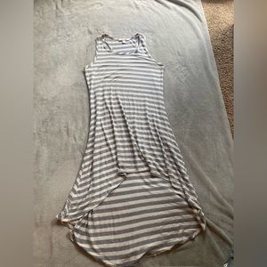 Grey And White Striped High Lo Dress